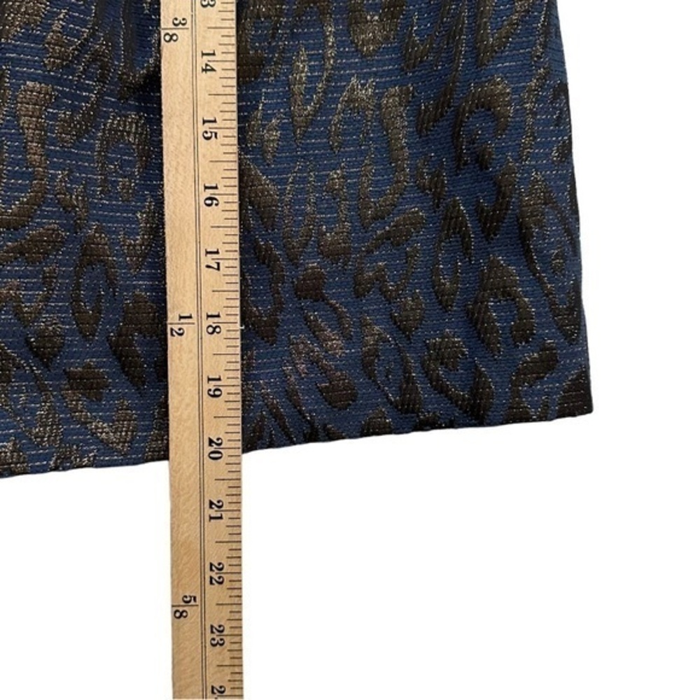 Anne Klein Navy Blue Metallic Shimmer Animal Print Skirt Women’s 8 - Picture 3 of 8